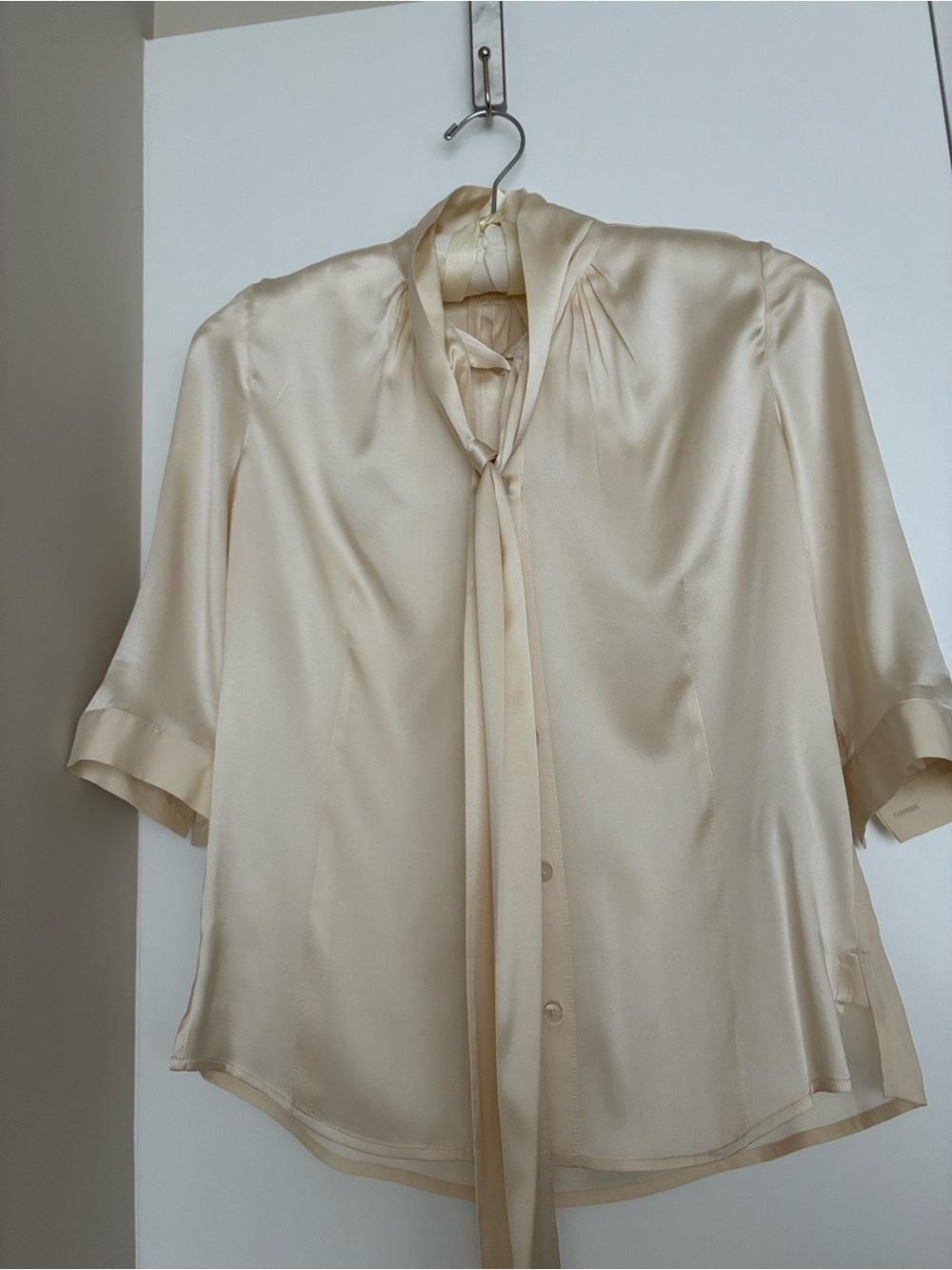 Silk Tie-Neck Blouse - Cream
